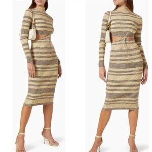 Jonathan Simkhai Sz M Midi Dress Knit Designer Luxury Resort Vacation Retro Boho